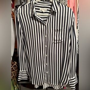 Treasure & Bond navy and white stripe blouse